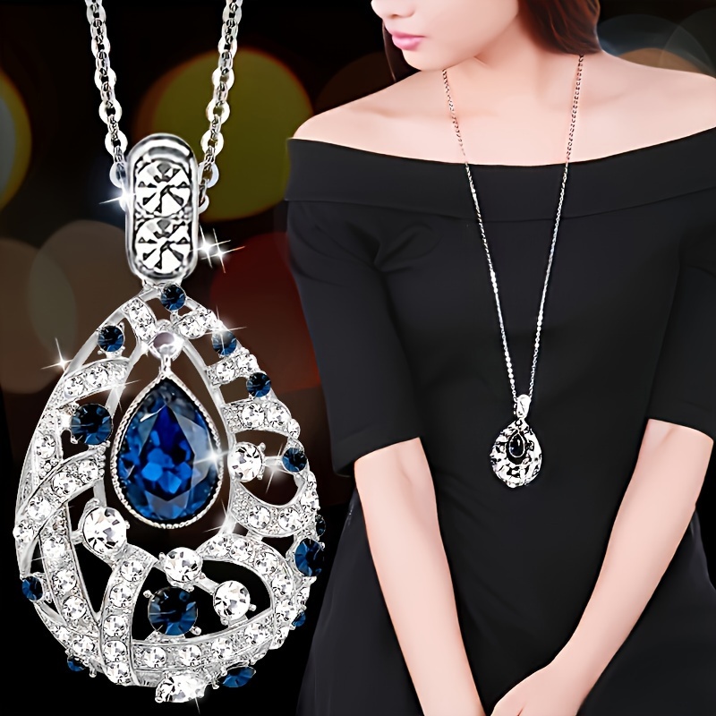 Long Necklace with Golden Artificial Crystal for Women